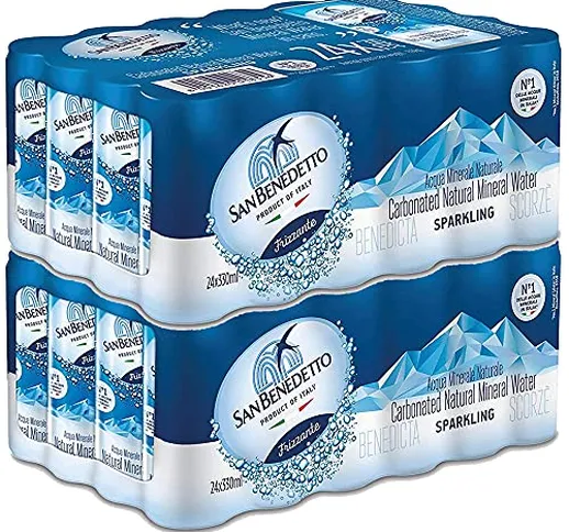 Acqua Minerale Frizzante San Benedetto Lattina | 48 Barattoli 33 Cl | Plastic Free | Prodo...