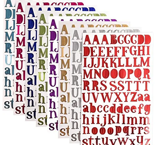 REYOK 8 Colori Letter Stickers Adesivi Lettere Alfabeto Colorate Autoadesivi Stickers Glit...