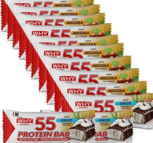 Why Sport Protein Bar 12 Barrette Proteiche da 55 gr. con Vitamine ottime come Pasto Sosti...