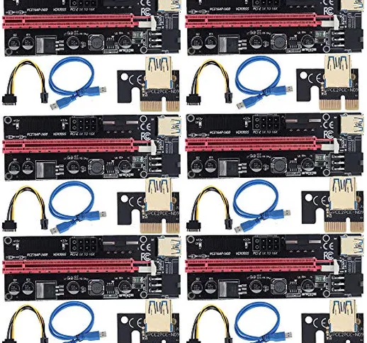 Riser PCI-E 6 Pin 1x A 16x Scheda Adattatore di Alimentazione Cavo di Prolunga USB 3.0 da...