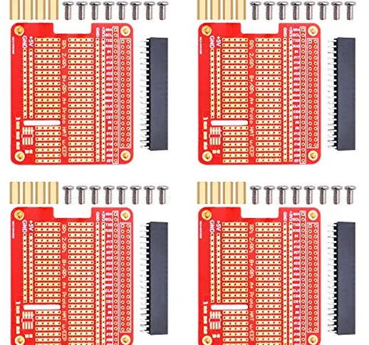 Geeekpi 4 x prototipo Breakout DIY PCB Shield Board kit per Raspberry Pi 4B/3B+/3B/2B/A +