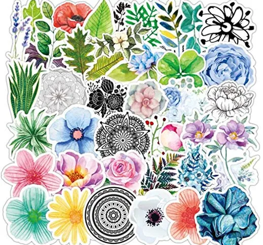 50pcs fiore adesivi VSCO bottiglia d'acqua impermeabile acquerello adesivi floreali decalc...