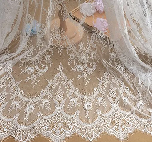 Pizzo Chantilly con motivo floreale, per abito da sposa, per tende, per tovaglia, per vest...