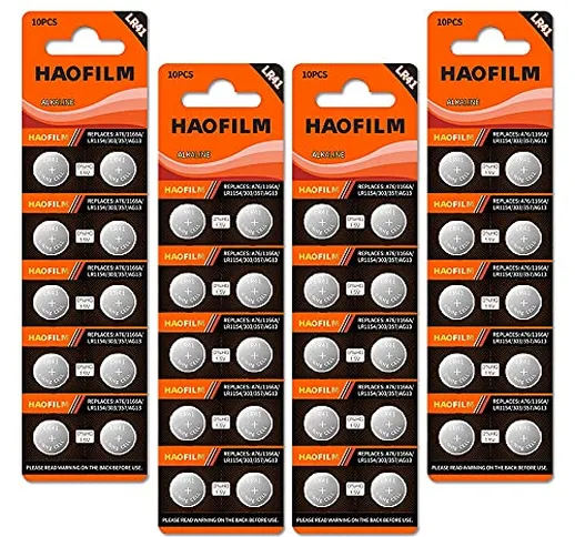 HAOFILM (40 Pezzi) LR41 Batteria Bottone 1.5V, AG3 / 392/384/ 192 Premium Alkaline Battery...