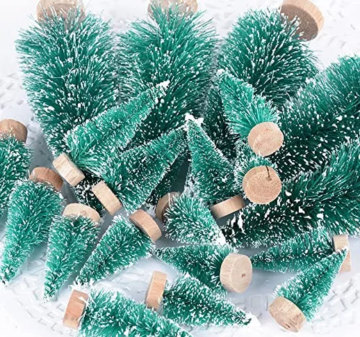 30pz Mini Albero di Natale Artificiale Finte Piccolo Alberelli Regalo Decorazione Fai da T...