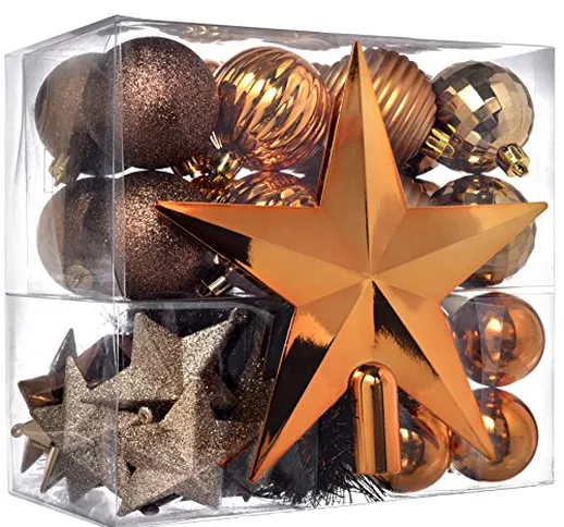 WeRChristmas - Set di decorazioni natalizie, 42 pezzi tra cui palline, punta per albero di...