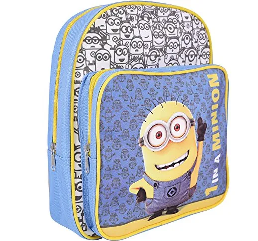 Zainetto Bambino Minions - Pratico Zaino Azzurro e Giallo con Bob di Cattivissimo Me - Car...