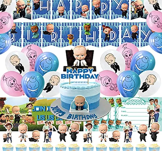 Hilloly Baby Boss Palloncini in Lamina, 42 Pcs Buon Compleanno Baby Boss, Palloncino Blu,...