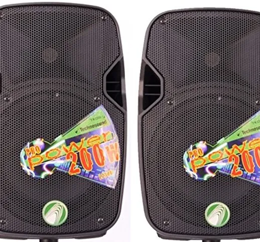 Technosound TK08A coppia casse attive amplificate woofer 8 pollici 200w di picco per feste...