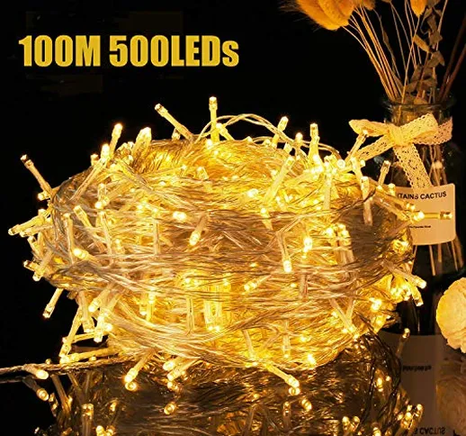 Avoalre Luci Natale 500LED 100M, Catena Luminosa 8 Modalità Impermeabile IP44 LED Luci LED...