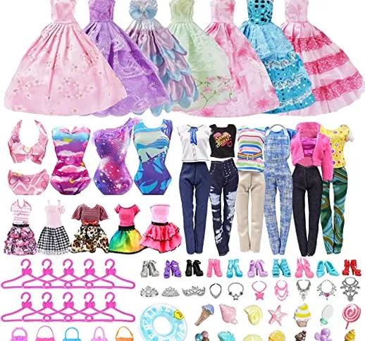 Vestiti Barbie 64pcs Vestiti Barbie e Accessori Accessori Vestiti e Scarpe Abiti Compatibi...