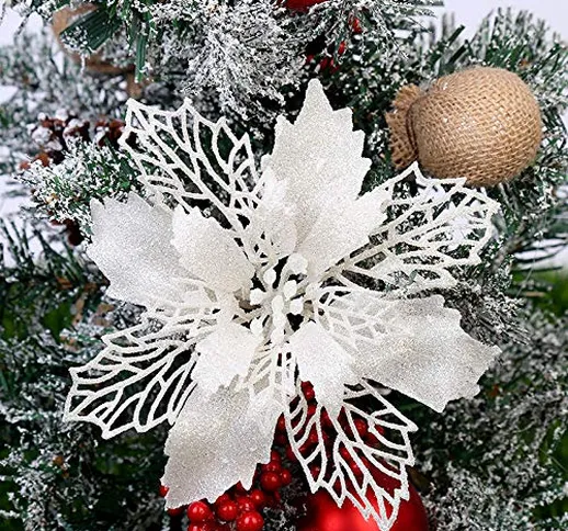 GL-Turelifes - Confezione da 12 stelle di Natale artificiali, glitterate, decorazione per...