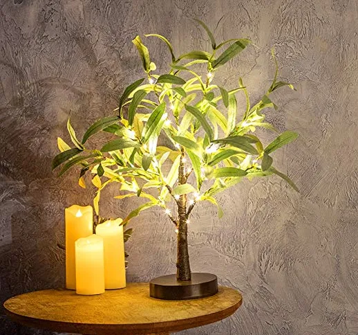 Albero luminoso decorativo | Albero luminoso con 24 luci a LED bianco caldo | rami luminos...