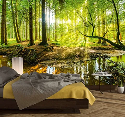 murimage Carta Parati Foresta 366 x 254 cm Include Colla Legno Alberi Luce Solare fotomura...