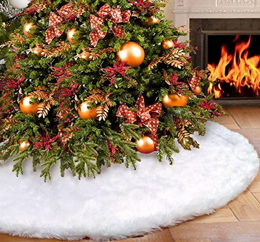 Aytai Finta Pelliccia Albero di Natale Gonna 120 cm soffice Neve Bianco Natale Decorazioni...