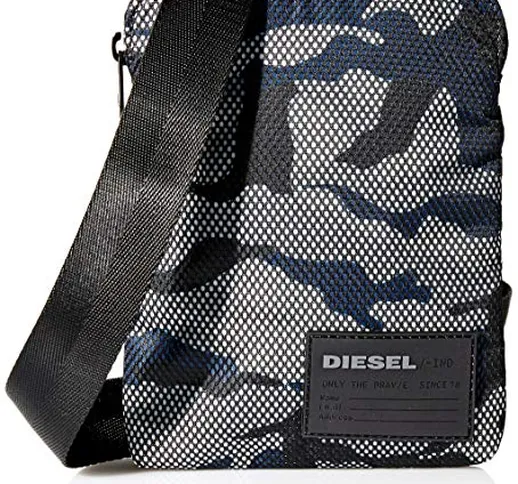 Diesel Me F-Discover Cross, Borsa a Tracolla Uomo, Multicolore (Black/White/Blue), 2 x 19....