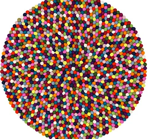 myfelt Lotte - Tappeto Rotondo in Feltro e Lana Vergine, Multicolore, Feltro, Multicolore,...