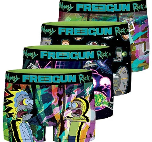 FREEGUN Lot De 4 Boxer Rick And Morty Pantaloni, Multicolore (Multicolor G1), Large (Pacco...