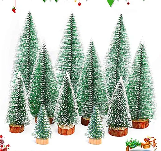 11 PCS Alberi di Natale in Miniatura Alberi di Natale Artificiale,Mini Pino Albero di Nata...