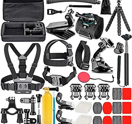 NEEWER Kit di accessori per action cam 50 in 1 compatibile con GoPro Hero 11 10 9 8 7 6 5...