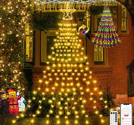 Luci Albero di Natale Led Esterno con Stella, 400 LED Luci di Natale da Esterno Interno, L...