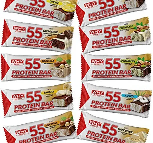 Box da 24Pz. 55 Protein Bar Why Sport Cioccolato Bianco Pistacchio (SENZA GLUTINE)