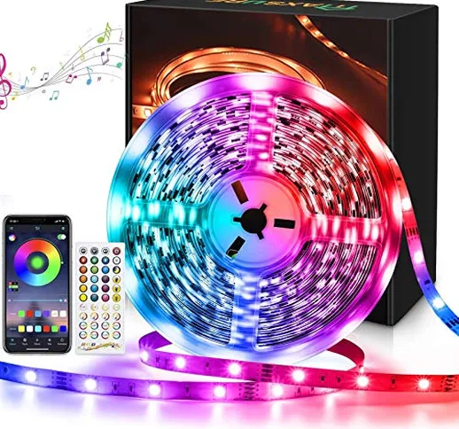 Maxsure Striscia Led 10 Metri, RGB LED Striscia Bluetooth,30Led/M Telecomando, Multicolore...