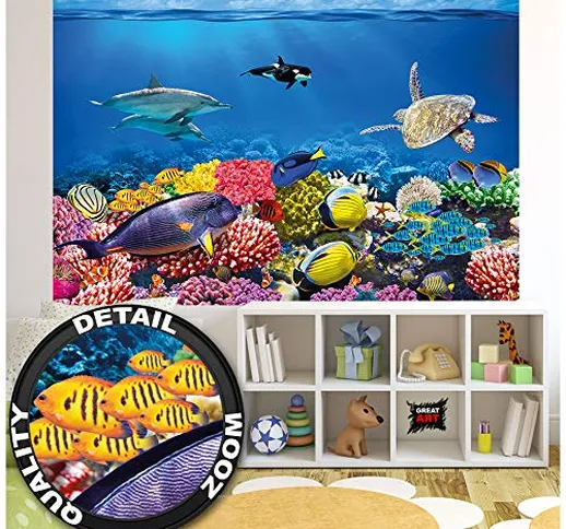 GREAT ART XXL Poster per Camera dei Bambini – Acquario per – Decorazione di Mondo Subacque...