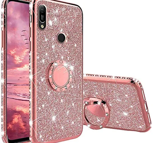 XTCASE Cover Glitter per Huawei Y6 2019 / Y6s / Honor 8A, Custodia Brillantini Diamanti co...