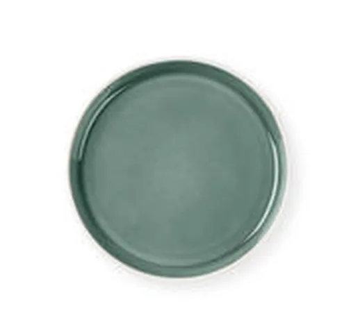 Piatto da dessert - / Ø 22 cm - Gres bicolore di  - Verde - Ceramica