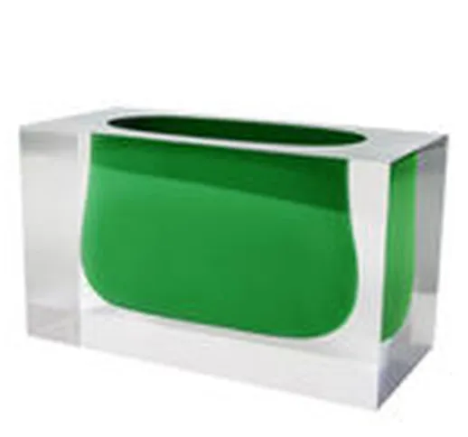 Vaso Bel Air Gorge - / Acrilico - Rettangolo H 12 cm di  - Verde - Materiale plastico