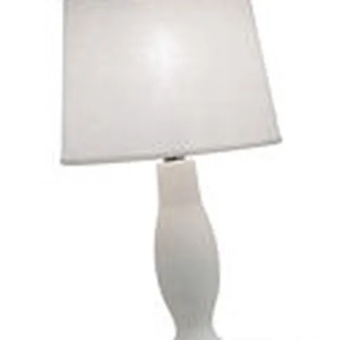 Lampada da tavolo Norma M - / Ceramica & lino - Ø 22 x H 40 cm di  - Bianco - Tessuto/Cera...
