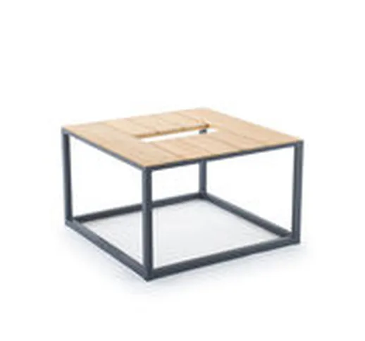 Tavolino Fire Table - / Postazione Per Camino bioetanolo - 80 x 80 cm di  - Legno naturale...