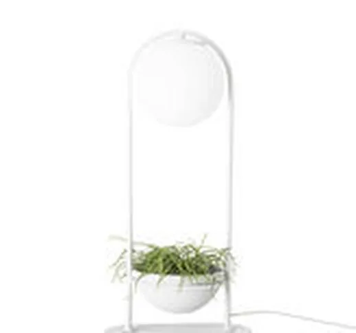 Lampada da tavolo - / Con vaso da fiori - Ø 15 cm di  - Bianco - Metallo