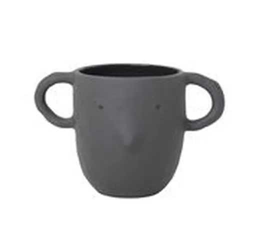 Vaso per fiori Mus Large - / Gres - H 12 cm di  - Grigio - Ceramica