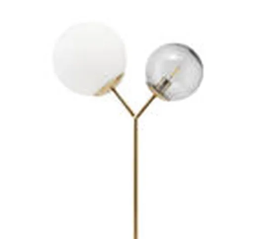 Lampada da tavolo Twice - / Metallo & vetro - H 42 cm di  - Bianco/Grigio/Oro/Metallo - Me...