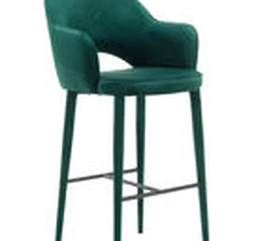 Sedia da bar Cosy - / Velluto - H 75 cm di  - Verde - Tessuto