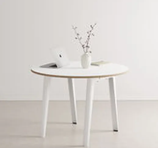 Tavolo rotondo New Modern - / Ø 110 cm - Laminato / 4 a 6 persone di  - Bianco - Metallo/L...
