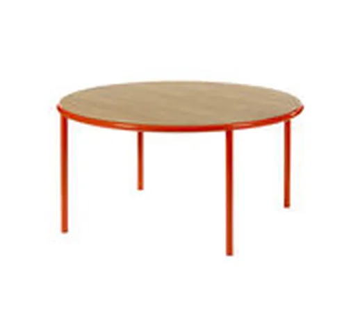 Tavolo rotondo Wooden - / Ø 150 cm - Rovere & acciaio di  - Rosso/Legno naturale - Legno