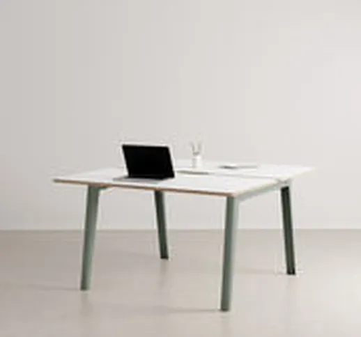 scrivania open space New Modern - / 2 posti - 130 x 140 cm / Laminato di  - Grigio - Metal...