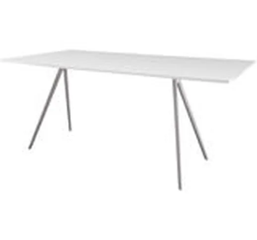 Tavolo rettangolare Baguette - 205 x 85 cm - Piano MDF di  - Bianco - Metallo/Legno