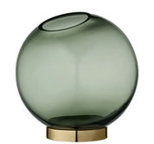 Vaso Globe Medium - / Ø 17  cm - Vetro & Ottone di  - Verde/Oro - Metallo/Vetro