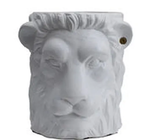Vaso per fiori Lion Large - / Outdoor - H 40 cm di  - Bianco - Ceramica