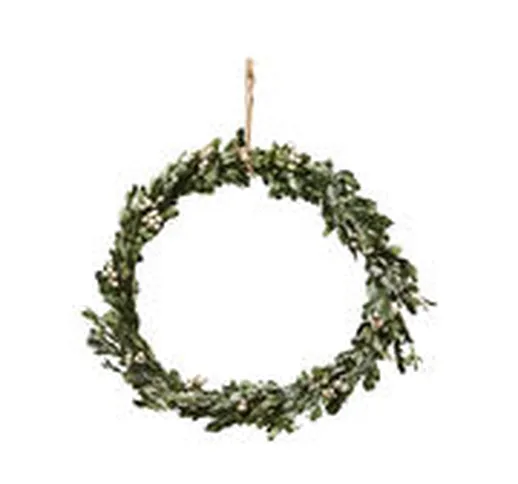 Corona di Natale Misteltoe Large - / Ø 35 cm - Bosso artificiale & bacche di  - Verde - Ma...