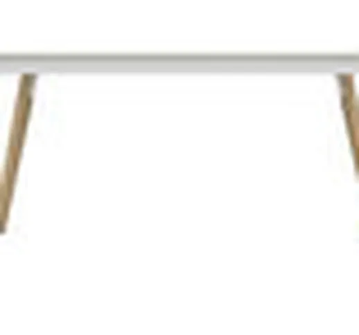 Tavolo rettangolare Pilo - / 200 x 90 cm di  - Bianco/Legno naturale - Legno