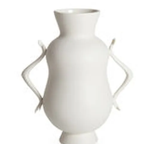 Vaso Eve Double Bulb - / Manici a forma di mani di  - Bianco - Ceramica