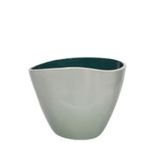 Vaso Double Jeu - / Small - H 21 cm di  - Blu/Verde - Ceramica