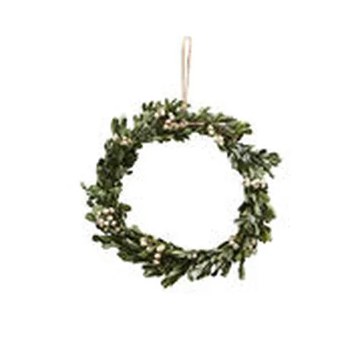 Corona di Natale Misteltoe Small - / Ø 22 cm - Bosso artificiale & bacche di  - Verde - Ma...