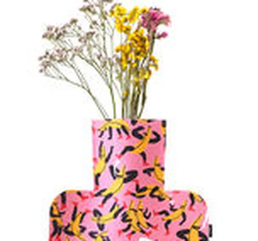 Copri vaso Flower Power Large - / H 35 cm - Feltro di  - Rosa/Multicolore - Tessuto