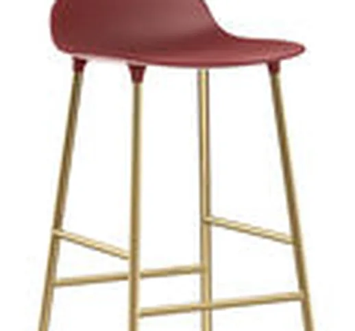 Sgabello bar Form - / H 65 cm - Gambe ottone di  - Rosso/Oro - Metallo/Materiale plastico